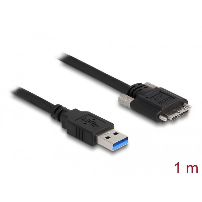 Delock Cable USB 3.0 Type-A male to Type Micro-B male with screws 1 m
