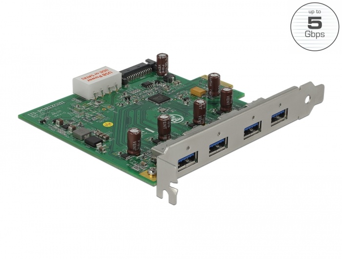 DeLOCK 89323. Hostinterface: PCIe, Output interface: USB 3.2 Gen 1 (3.1 Gen 1). Data transfer snelheid (max): 5 Gbit/s. Ondersteunt Windows: Windows 7 Home Basic, Windows 7 Home Ba