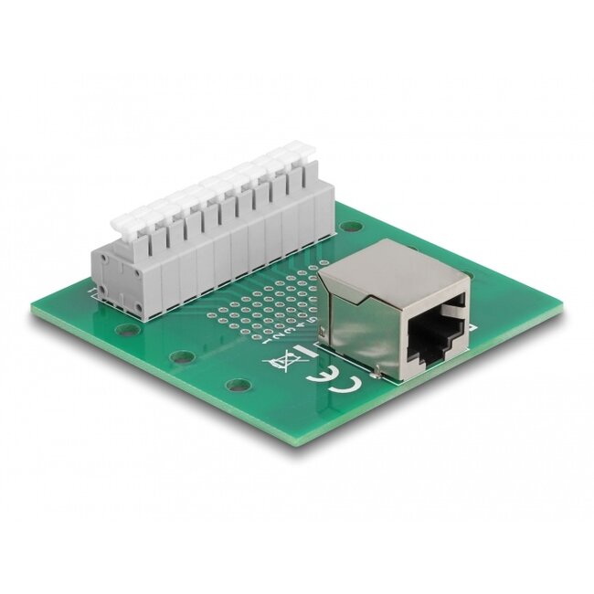 Delock RJ50 female to Terminal Block with push-button for DIN rail