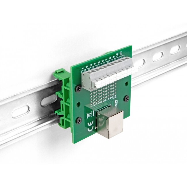 Delock RJ50 female to Terminal Block with push-button for DIN rail