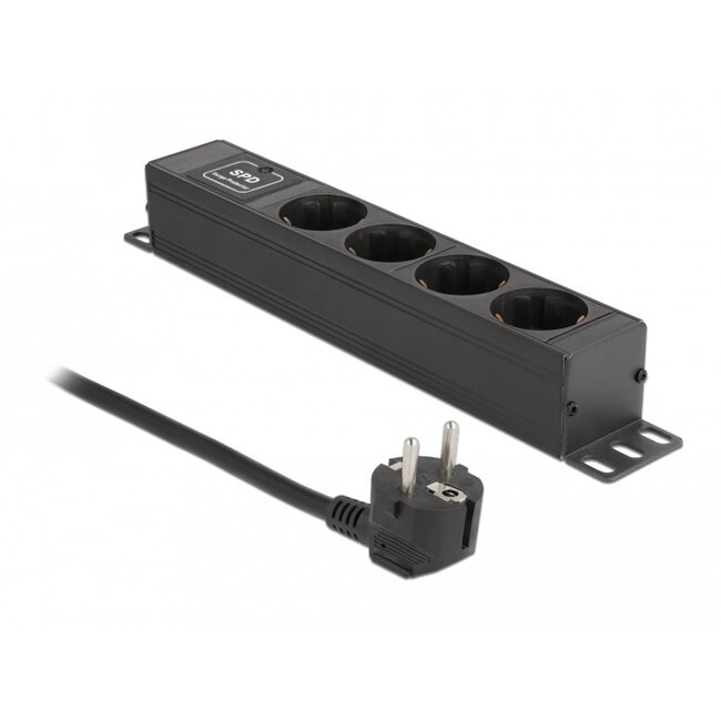 Delock Power Socket 4-way with surge protection 1U black