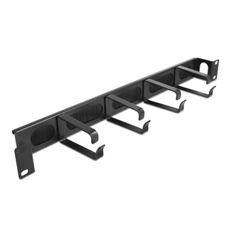 DeLOCK Delock 19″ Cable Management Brush Strip with 4 hooks and side cable entry 1U black