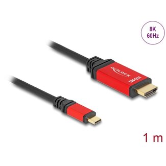 DeLOCK Delock USB Type-C™ to HDMI Cable (DP Alt Mode) 8K 60 Hz with HDR function 1 m red