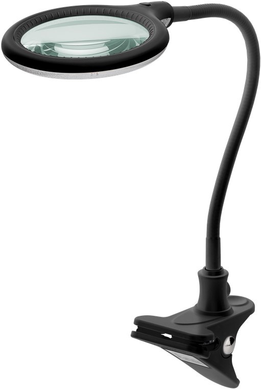 LED Loeplamp met bladklem - 6W - 1,75x vergroting - Flexibele zwanenhals arm - Zwart