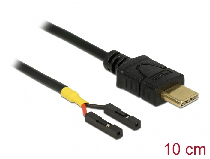 DeLOCK 85394. Snoerlengte: 0,1 m, Aansluiting 1: USB Type-C, Aansluiting 2: 2 x pin header, Kleur van het product: Zwart