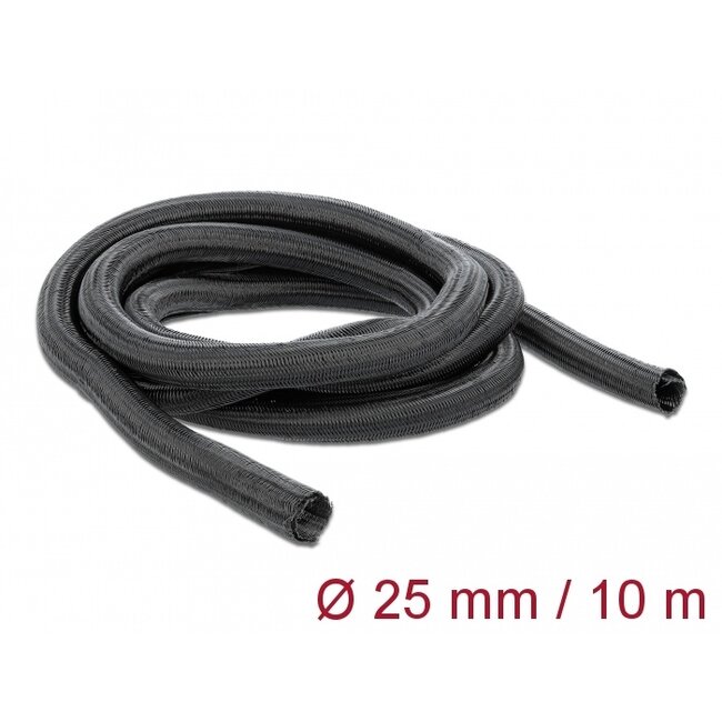 Delock Braided Sleeving self-closing 10 m x 25 mm black