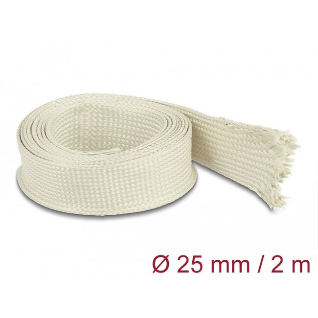 Delock Braided Sleeve made of nomex fibers 2 m x 25 mm white