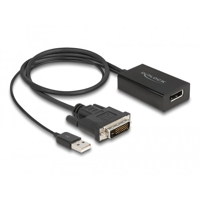 Delock Adapter DVI male to DisplayPort 1.2 female black 4K with HDR function 50 cm