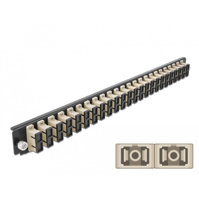 Delock 19″ Splice Box Front Panel 24 port SC Duplex beige