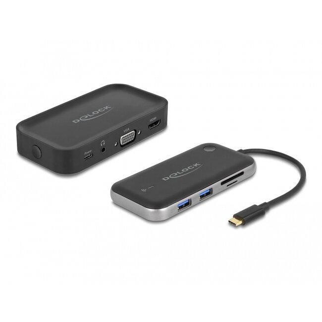 Delock Wireless Display USB Type-C™ Adapter Full HD - HDMI + VGA with Card Reader and Hub