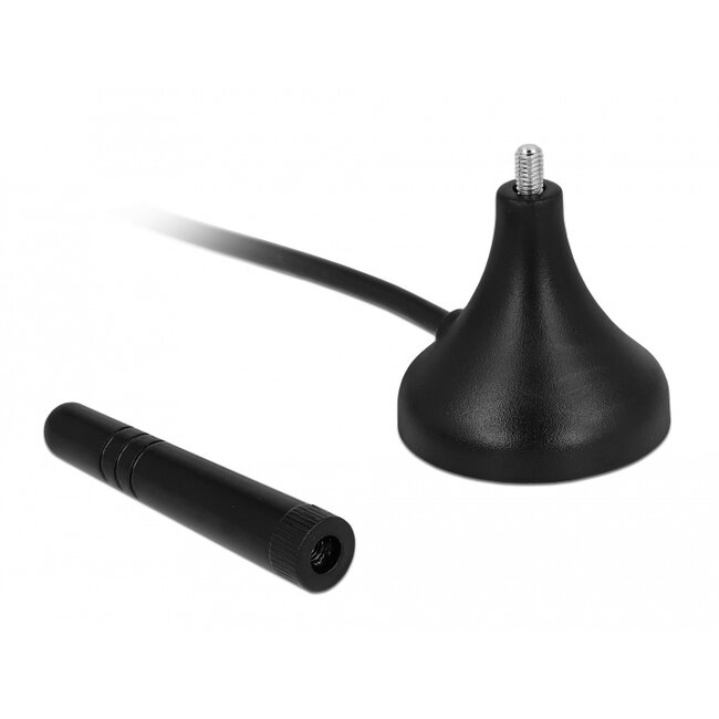 Delock LTE Antenna SMA plug 1 - 2 dBi fixed omnidirectional with magnetic base and connection cable RG-174 A/U 3 m outdoor black