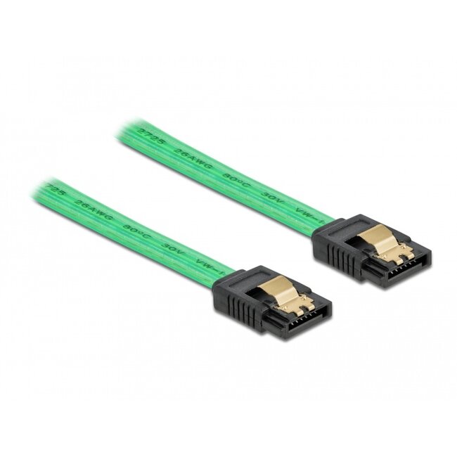 Delock SATA 6 Gb/s Cable UV glow effect green 50 cm