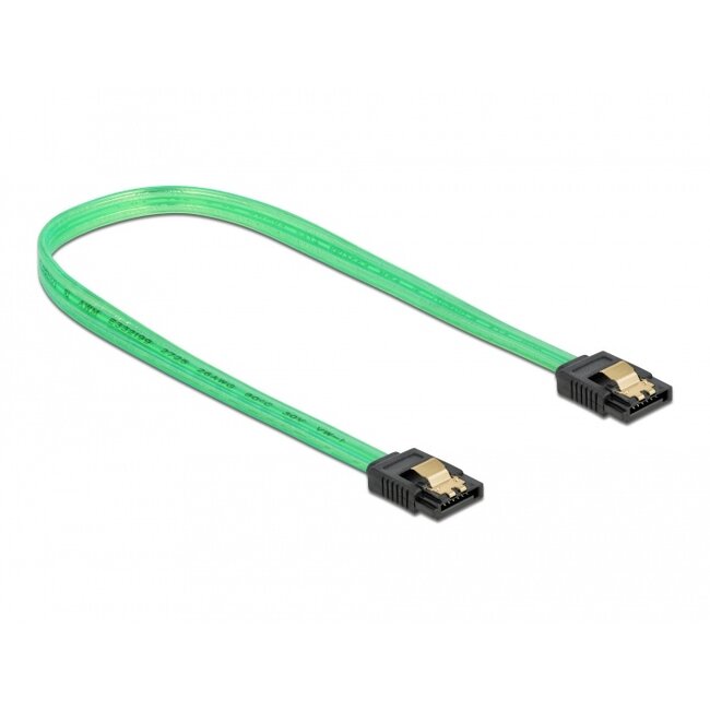 Delock SATA 6 Gb/s Cable UV glow effect green 50 cm