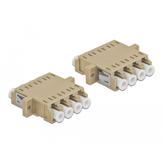 Delock Optical Fiber Coupler LC Quad female to LC Quad female Multi-mode 2 pieces beige