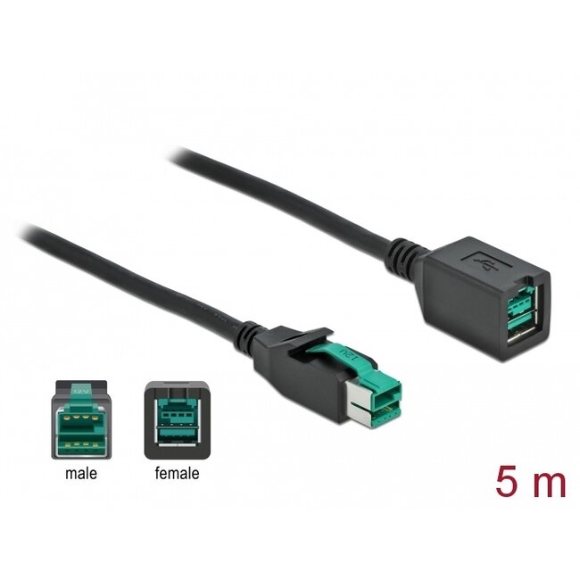 Delock PoweredUSB extension cable 12 V 5 m