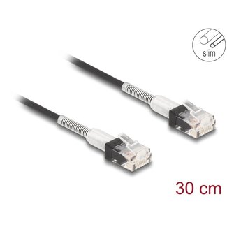 DeLOCK Delock RJ45 Network Cable with double bend protection Cat.6A UTP Slim 0.3 m black