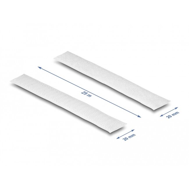 Delock Heavy-duty Hook-and-Loop tape L 25 m x W 20 mm white