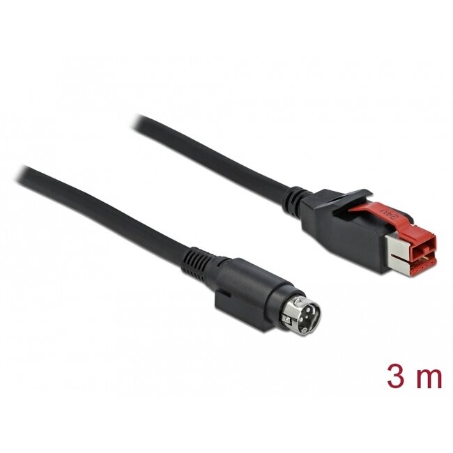 Delock PoweredUSB cable male 24 V to Mini-DIN 3 pin male 3 m for POS printers and terminals