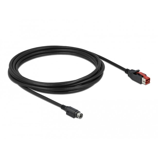 Delock PoweredUSB cable male 24 V to Mini-DIN 3 pin male 3 m for POS printers and terminals