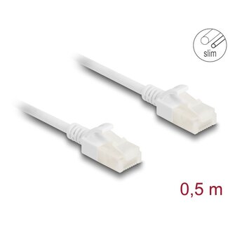 DeLOCK Delock RJ45 Network Cable Cat.6A plug to plug with robust latch for industrial use U/UTP Slim 0.5 m white