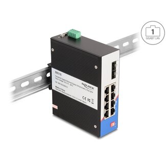 DeLOCK Delock Industrial Gigabit Ethernet Switch 8 Port RJ45 2 Port SFP for DIN rail