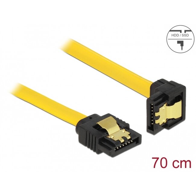 Delock SATA 3 Gb/s Cable straight to downwards angled 70 cm yellow