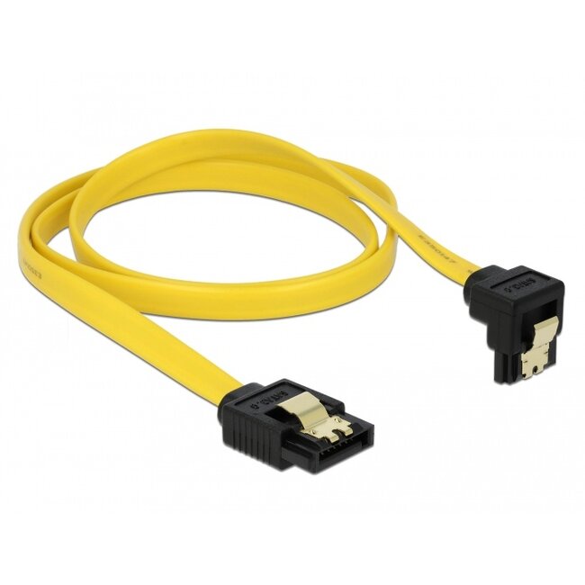 Delock SATA 3 Gb/s Cable straight to downwards angled 70 cm yellow
