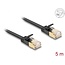 Delock RJ45 Network Cable Cat.6A plug to plug with robust latch and Cat.7 raw flat cable U/FTP 5 m black