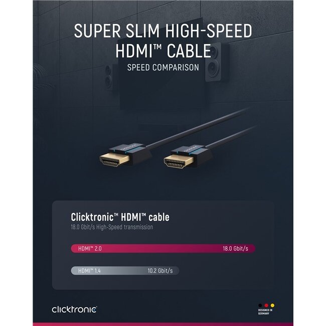 Clicktronic Ultra-Slim High Speed HDMI™ Cable with Ethernet 2 m