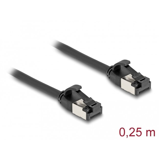 Delock RJ45 Cable plug to plug Cat.8.1 flexible 0.25 m black
