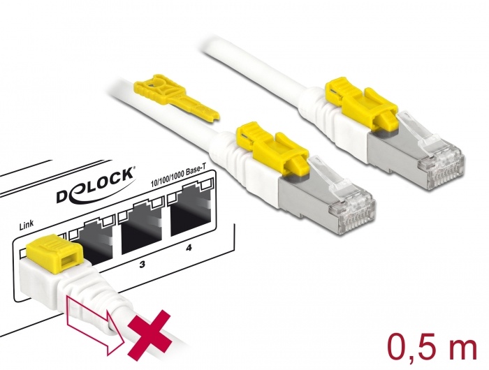 DeLOCK 85330 netwerkkabel 0,5 m Cat6a S/FTP (S-STP) Wit