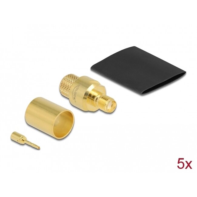 Delock SMA jack for crimping LMR400 with matching shrink tube