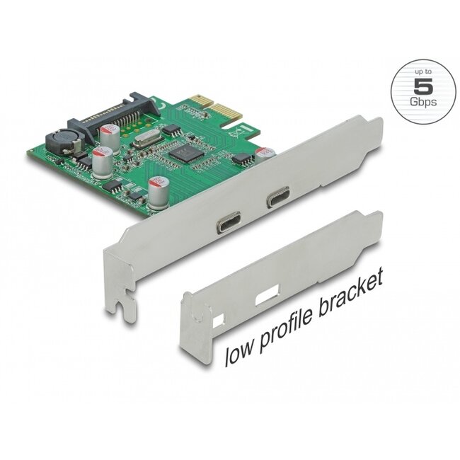 Delock PCI Express x1 Card to 2 x external USB 5 Gbps USB Type-C™ female