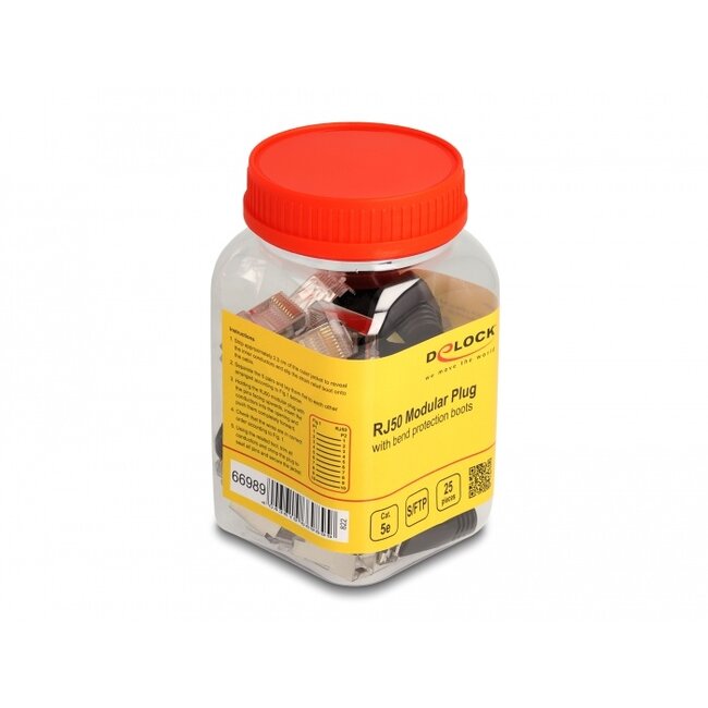 Delock RJ50 Modular plug Cat.5e with bend protection boots 25 pcs set