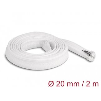 DeLOCK Delock Braided Sleeve with zip fastener heat-resistant 2 m x 20 mm white