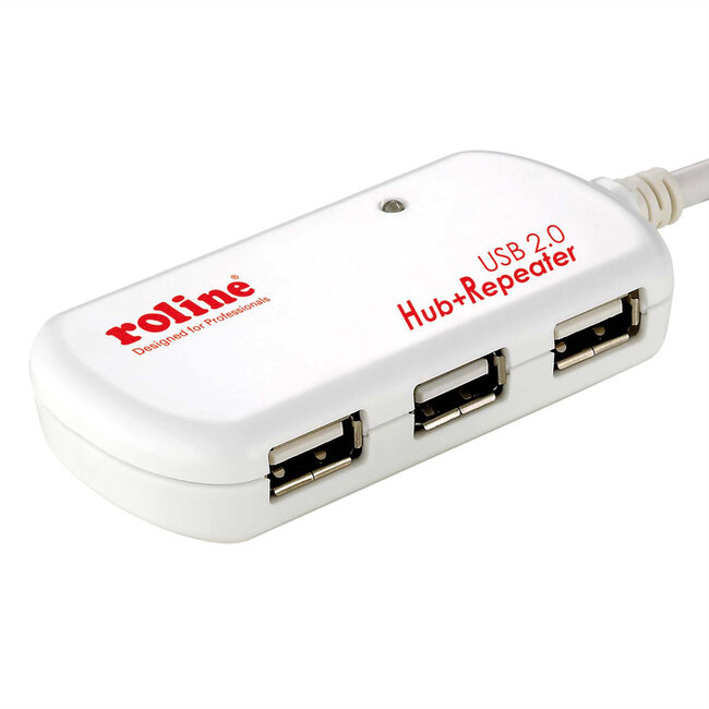 ROLINE USB 2.0 4-Poorts Hub met repeater, 12 m