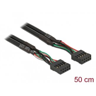 DeLOCK Delock Cable USB 2.0 pin header female 2.54 mm 10 pin > USB 2.0 pin header female 2.54 mm 10 pin 50 cm