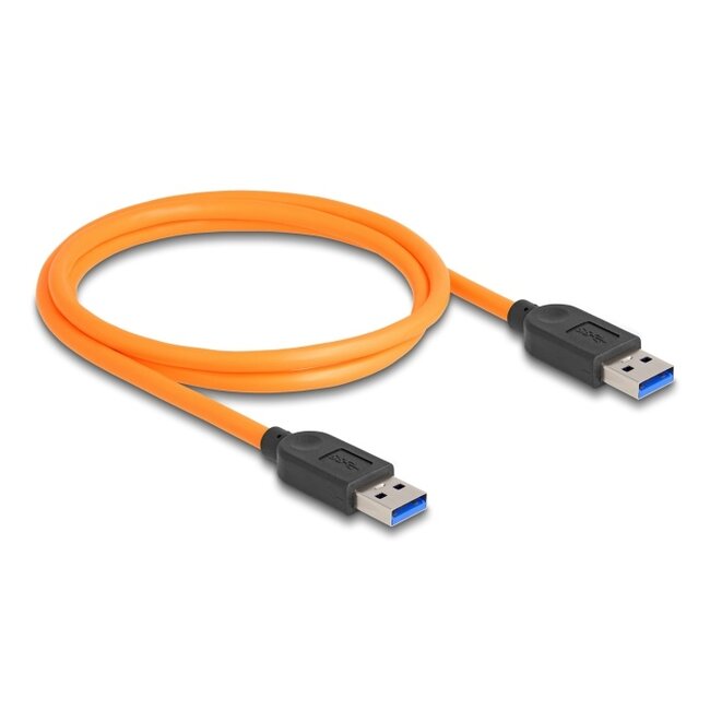 Delock USB 5 Gbps Cable USB Type-A male to USB Type-A male for tethered shooting 1 m orange