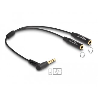 Audio Audio Splitter stereo jack male 3.5 mm to 2 x stereo jack female 3.5 mm 4 pin angled