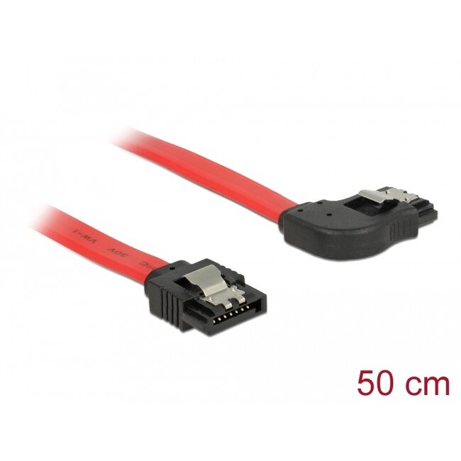 Delock SATA 6 Gb/s Cable straight to right angled 50 cm red