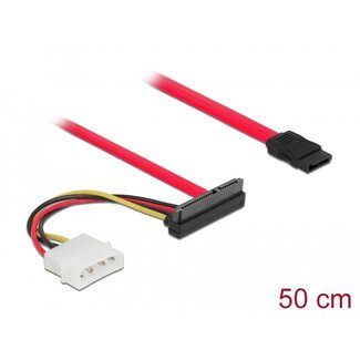 DeLOCK Delock Kabel SATA 6 Gb/s 7 Pin Buchse + Molex 4 Pin Strom Stecker > SATA 22 Pin Buchse oben gewinkelt 50 cm