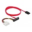 Delock Kabel SATA 6 Gb/s 7 Pin Buchse + Molex 4 Pin Strom Stecker > SATA 22 Pin Buchse oben gewinkelt 50 cm