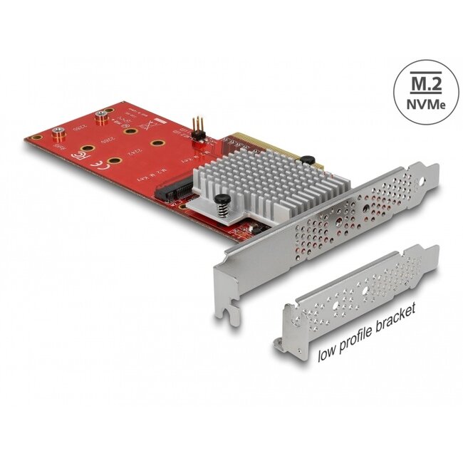 Delock PCI Express x8 Card to 2 x internal NVMe M.2 Key M - Low Profile Form Factor