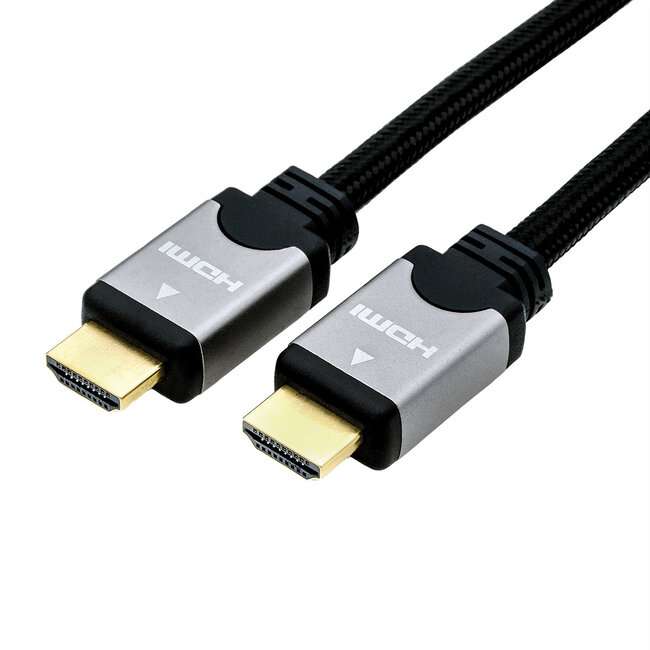 ROLINE HDMI HighSpeed kabel met Ethernet, M/M, zwart / zilver, 2 m