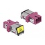 Delock Optical Fiber Coupler with laser protection flip SC Simplex female to SC Simplex female Multi-mode violet