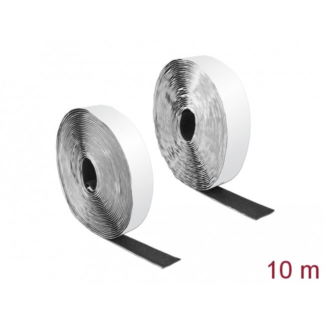 Delock Hook-and-loop tape self-adhesive L 10 m x W 25 mm black