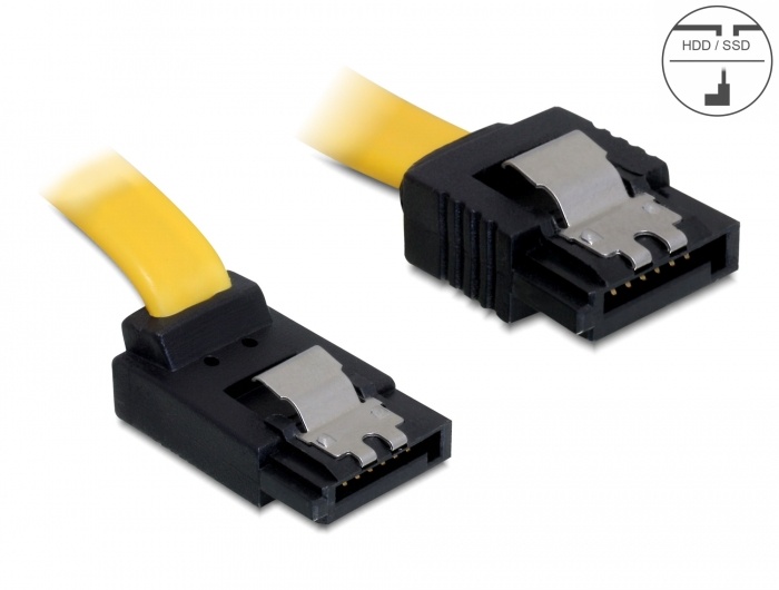 DeLOCK 82472 SATA Cable 0,3m up/straight geel