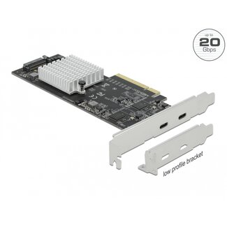 DeLOCK Delock PCI Express x8 Card to 2 x external SuperSpeed USB 20 Gbps (USB 3.2 Gen 2x2) USB Type-C™ female - Low Profile Form Factor