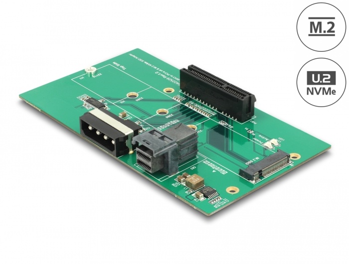 Delock U.2 SFF-8643 Adapter to PCIe x4 or M.2 Key M slot with fixing plate |