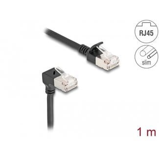 DeLOCK Delock RJ45 Network Cable Cat.6A S/FTP Slim 90° downwards angled / straight 1 m black